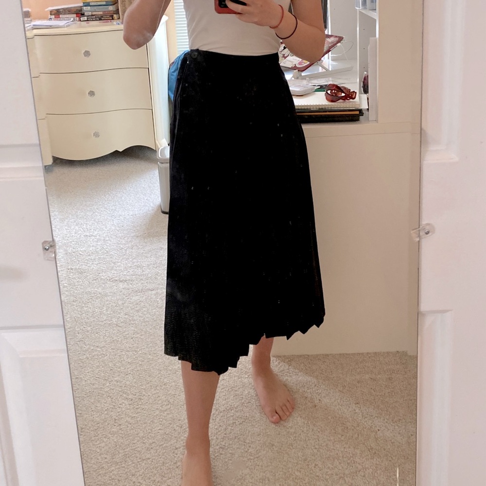 Lands End Midi Pleated Skirt (Adjustable Waist!)